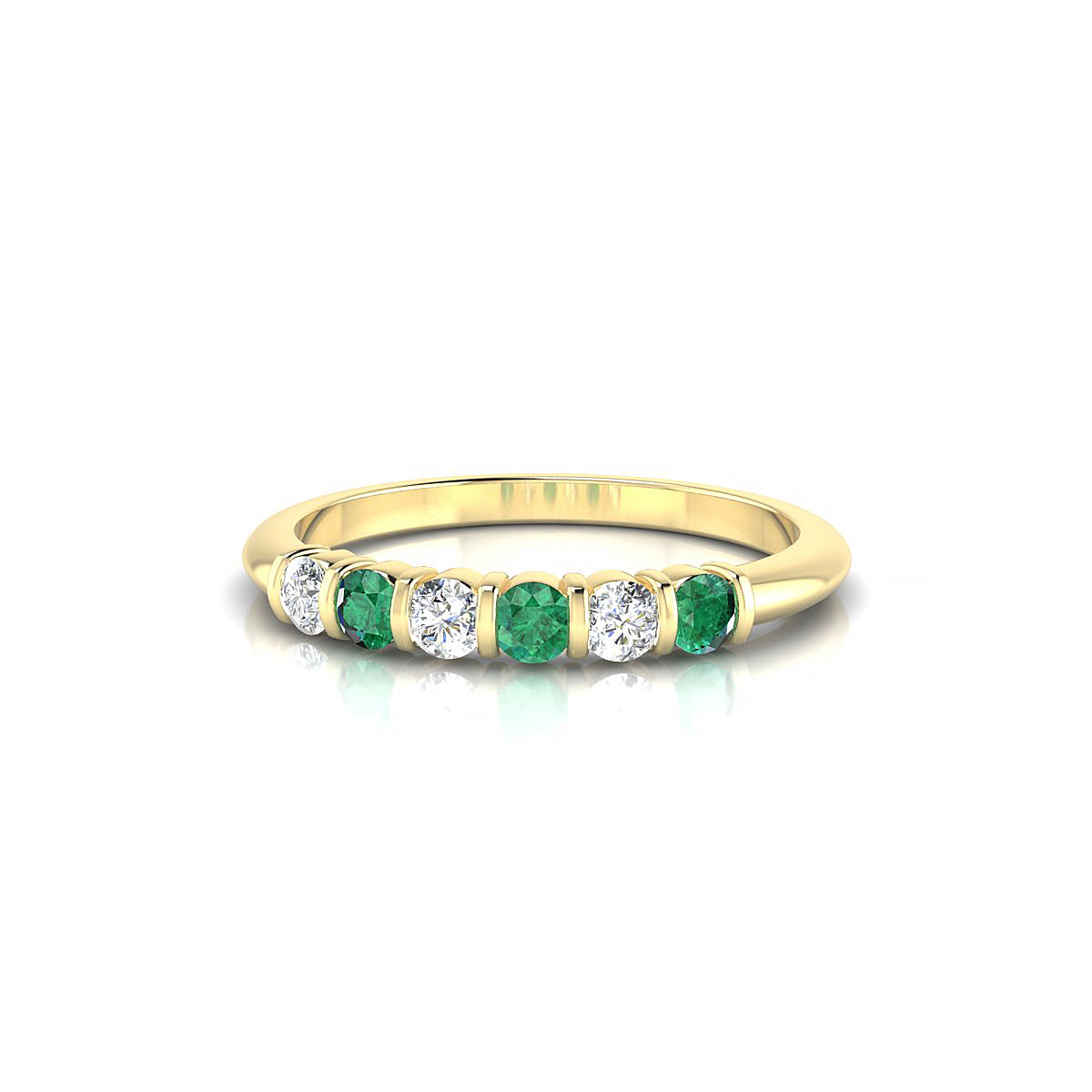 Unique | 18k Yellow Gold 2.5 mm Round Emerald Ring
