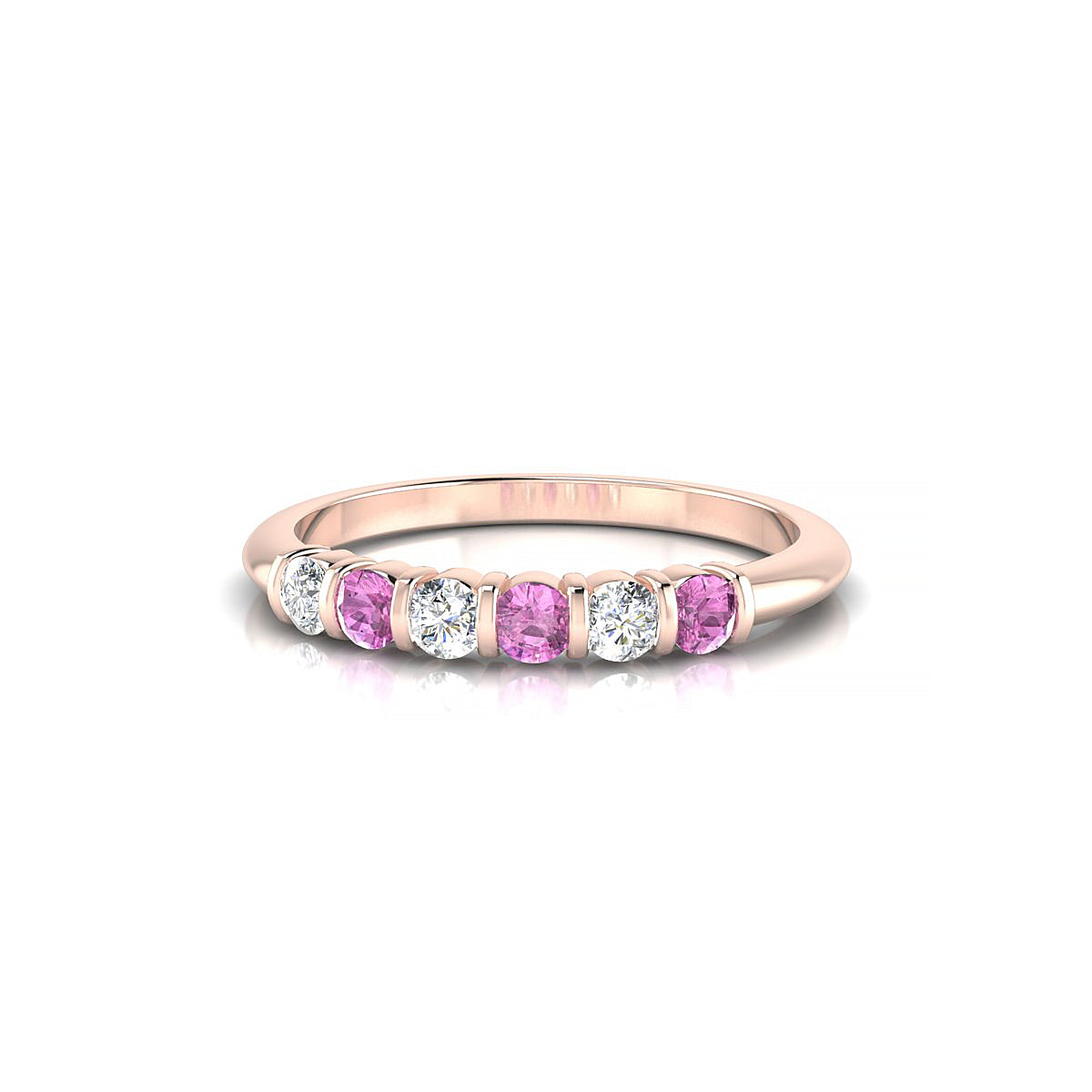 Unique | 18k Rose Gold 2.5 mm Round Pink Sapphire Ring