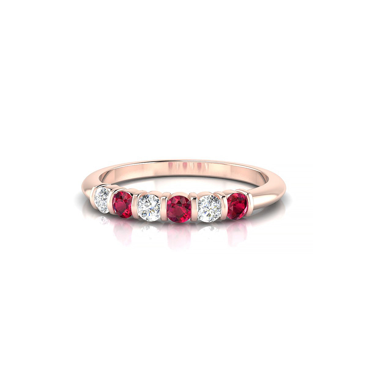 Unique | 18k Rose Gold 2.5 mm Round Ruby Ring