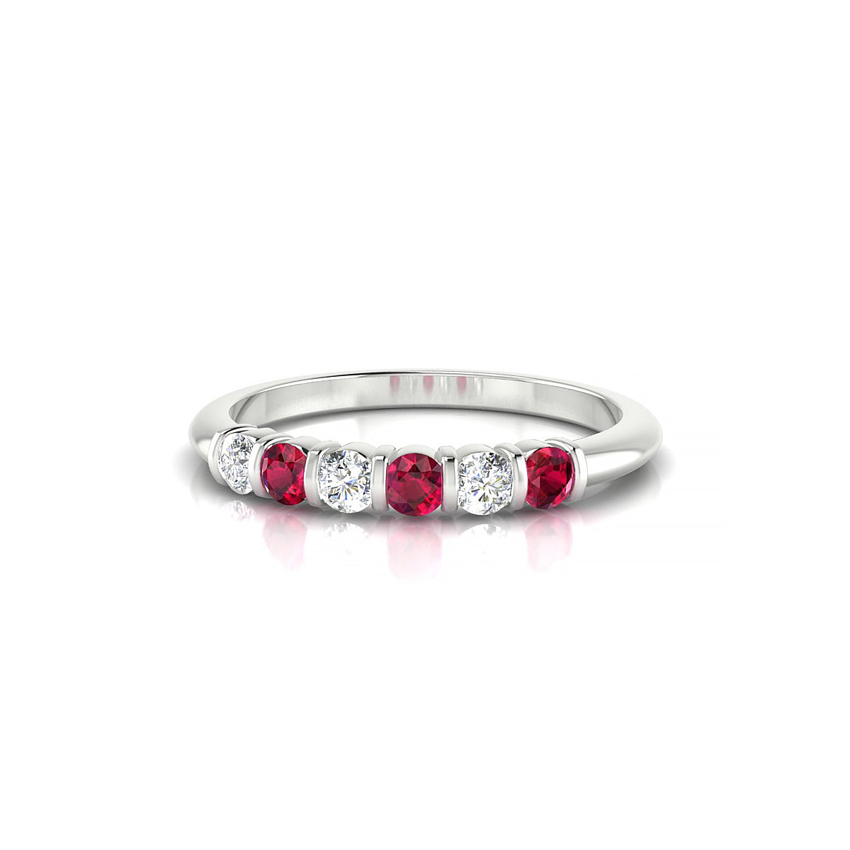 Unique | 18k White Gold 2.5 mm Round Ruby Ring