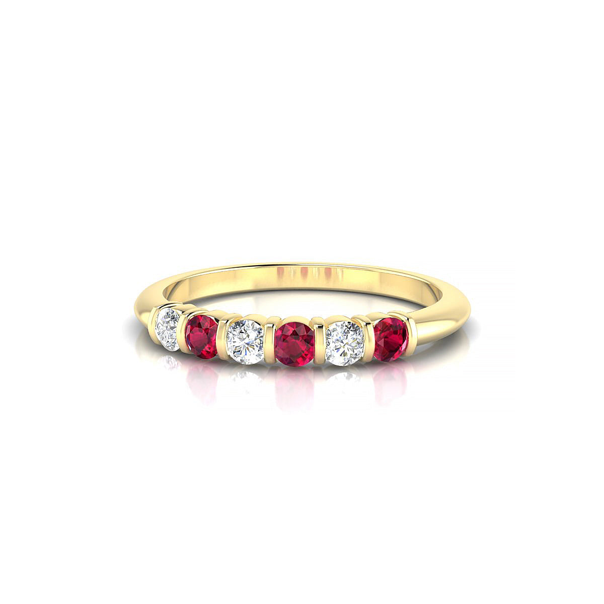 Unique | 18k Yellow Gold 2.5 mm Round Ruby Ring