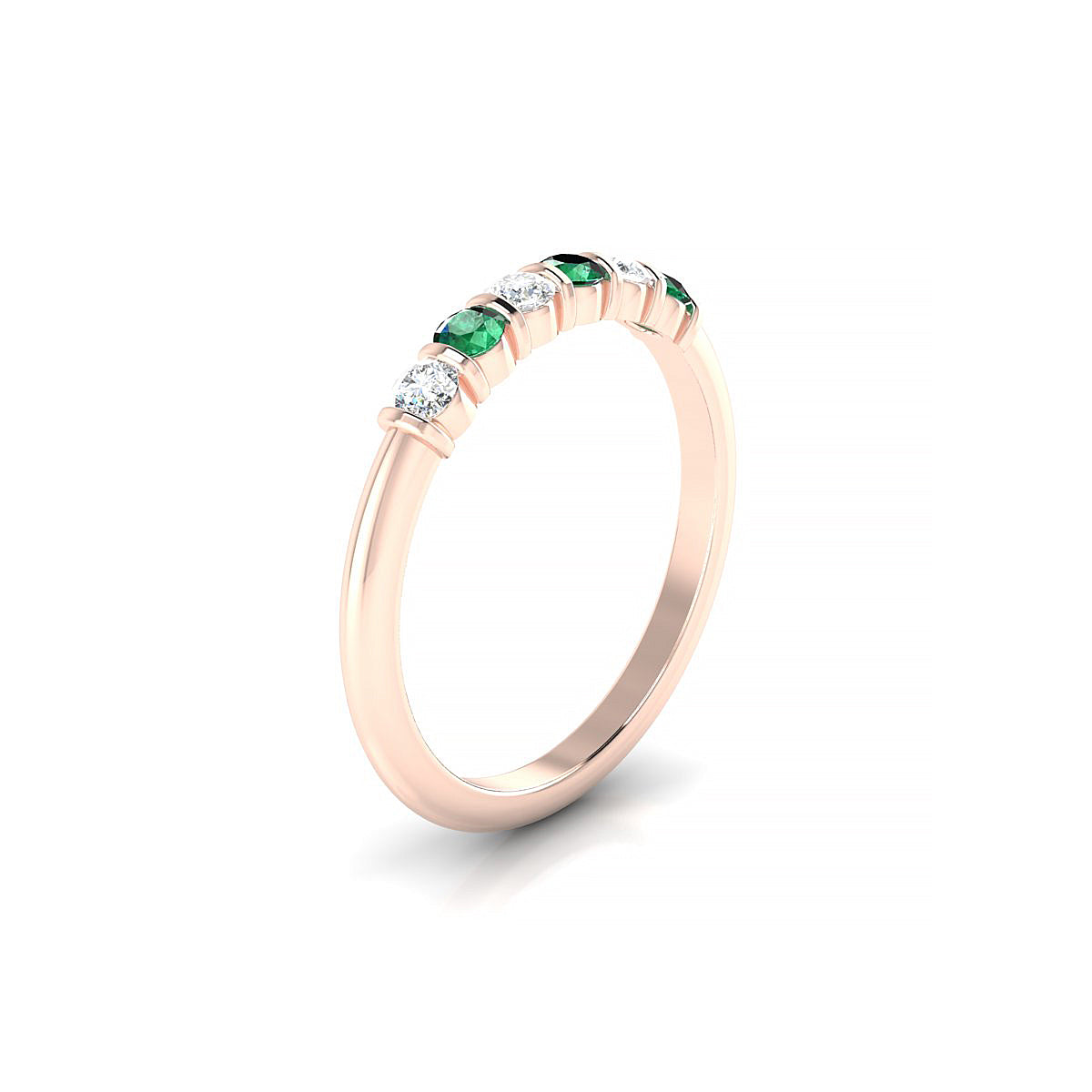 Unique | 18k Rose Gold 2.5 mm Round Emerald Ring
