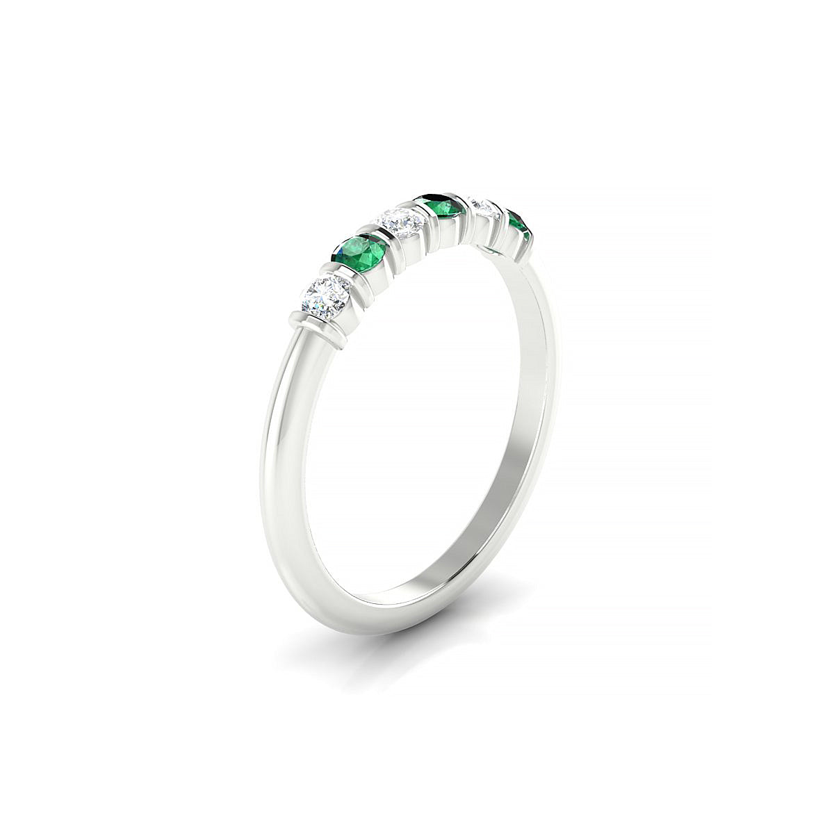 Unique | 18k White Gold 2.5 mm Round Emerald Ring