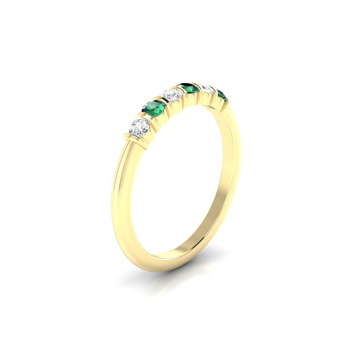 Unique | 18k Yellow Gold 2.5 mm Round Emerald Ring