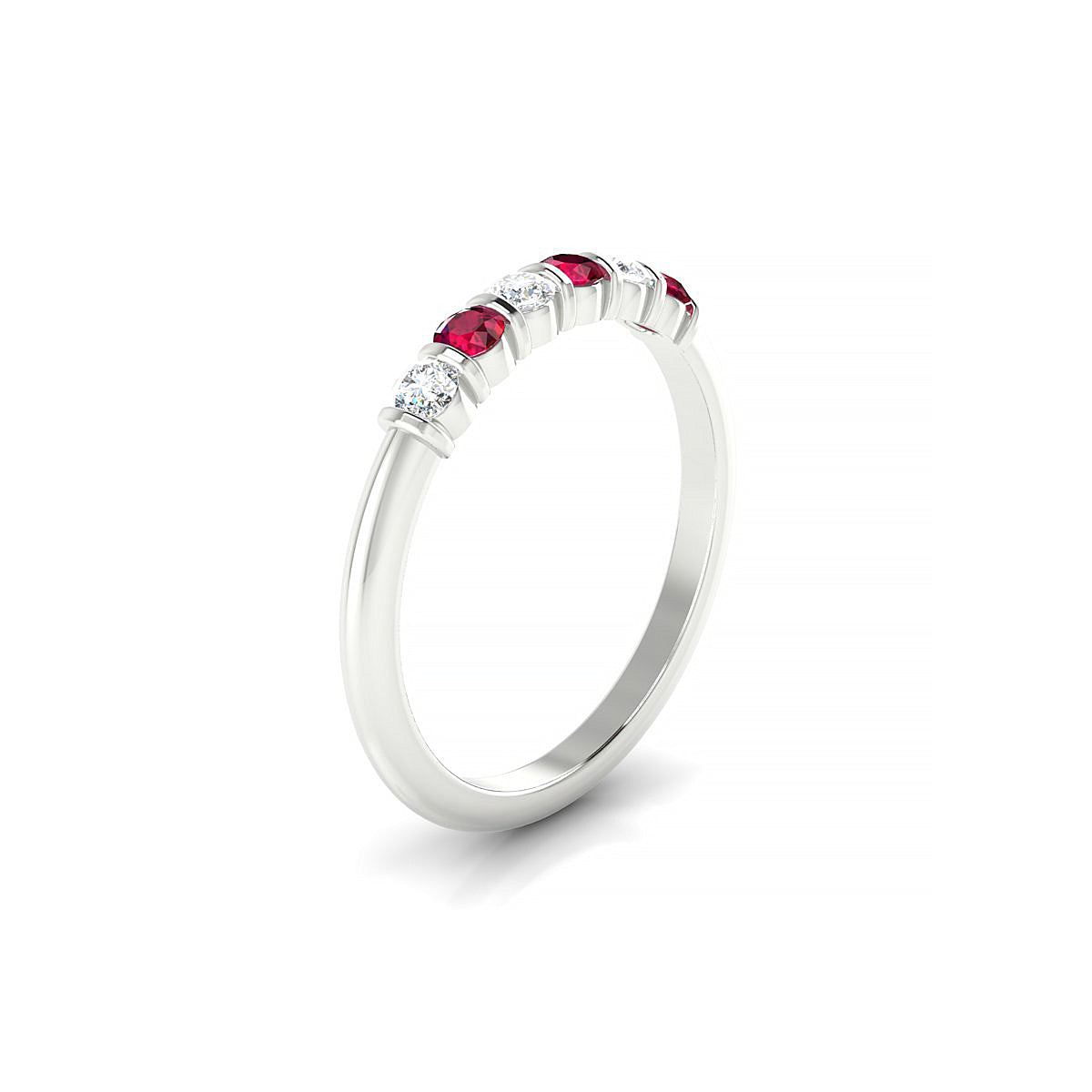 Unique | 18k White Gold 2.5 mm Round Ruby Ring