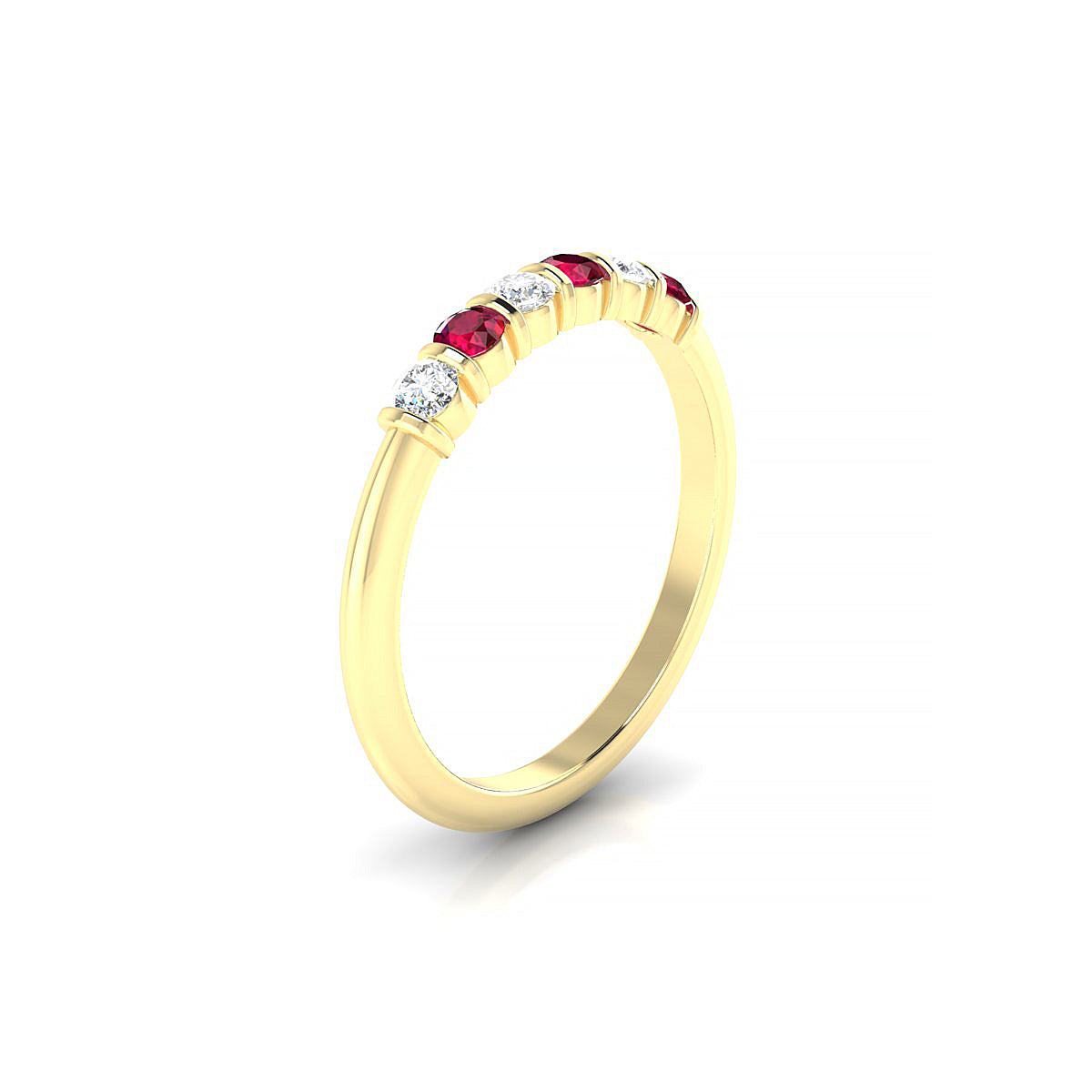 Unique | 18k Yellow Gold 2.5 mm Round Ruby Ring