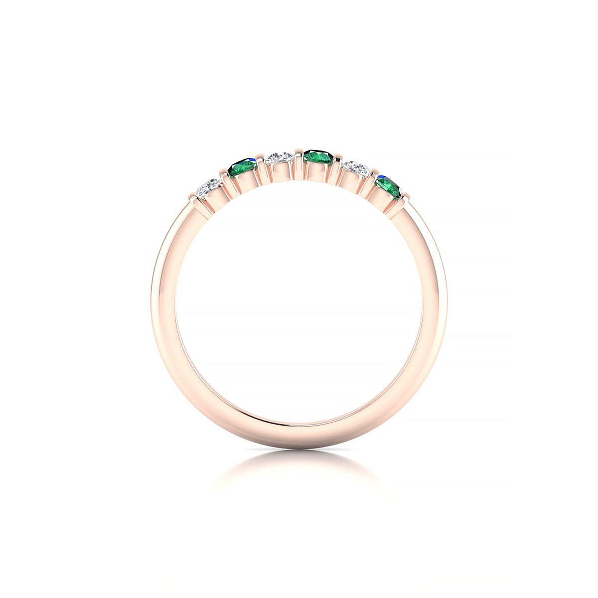 Unique | 18k Rose Gold 2.5 mm Round Emerald Ring