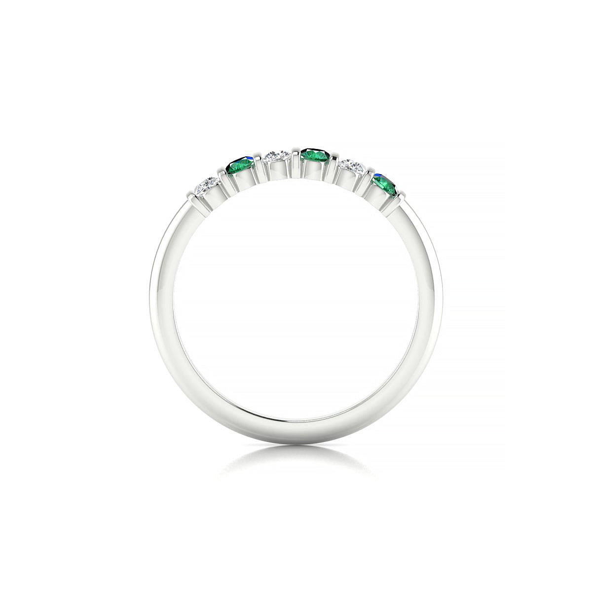 Unique | 18k White Gold 2.5 mm Round Emerald Ring
