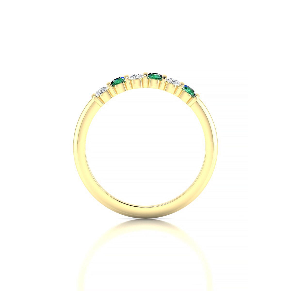 Unique | 18k Yellow Gold 2.5 mm Round Emerald Ring