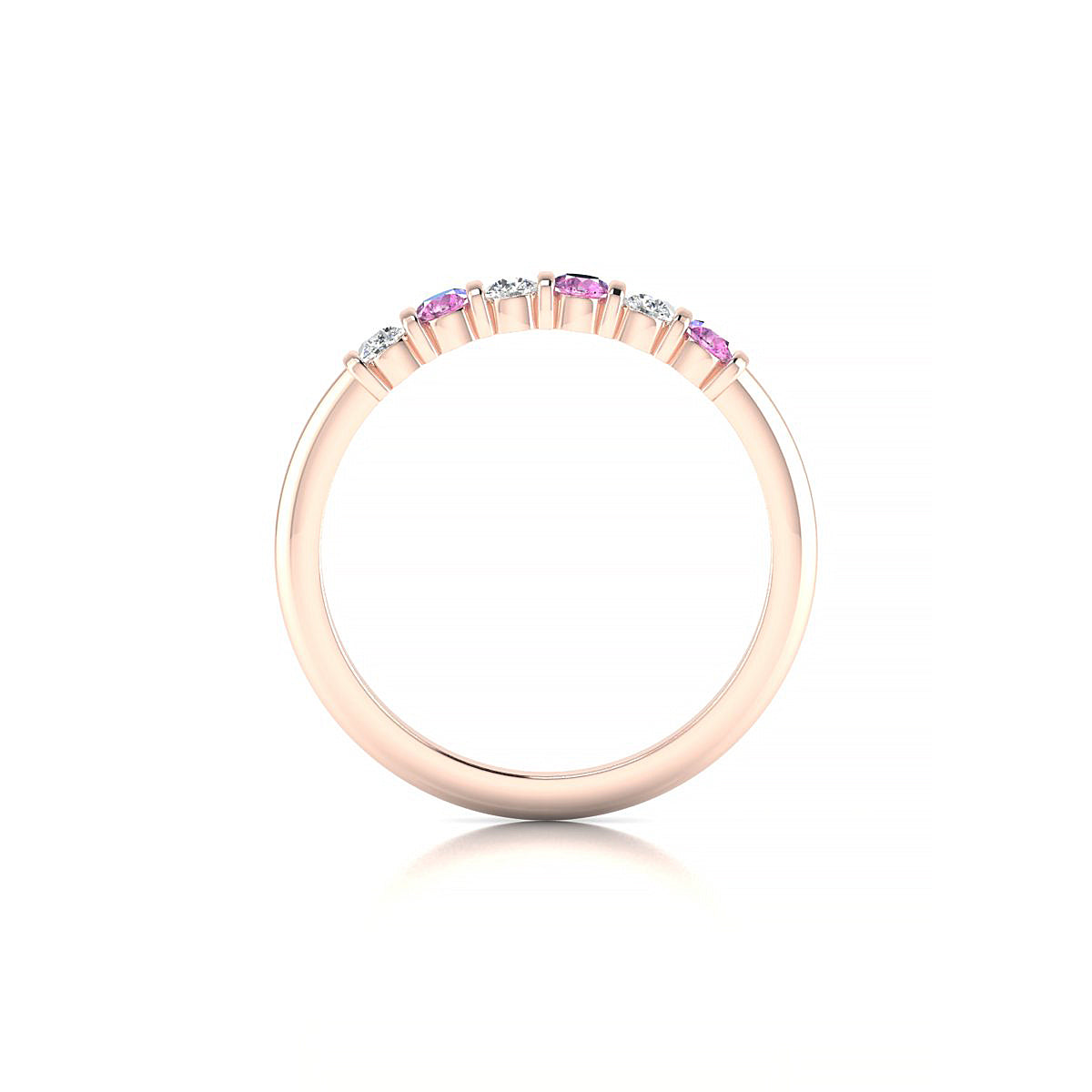 Unique | 18k Rose Gold 2.5 mm Round Pink Sapphire Ring