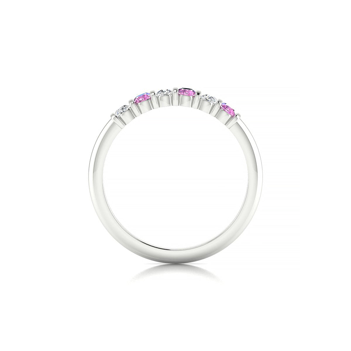 Unique | 18k White Gold 2.5 mm Round Pink Sapphire Ring