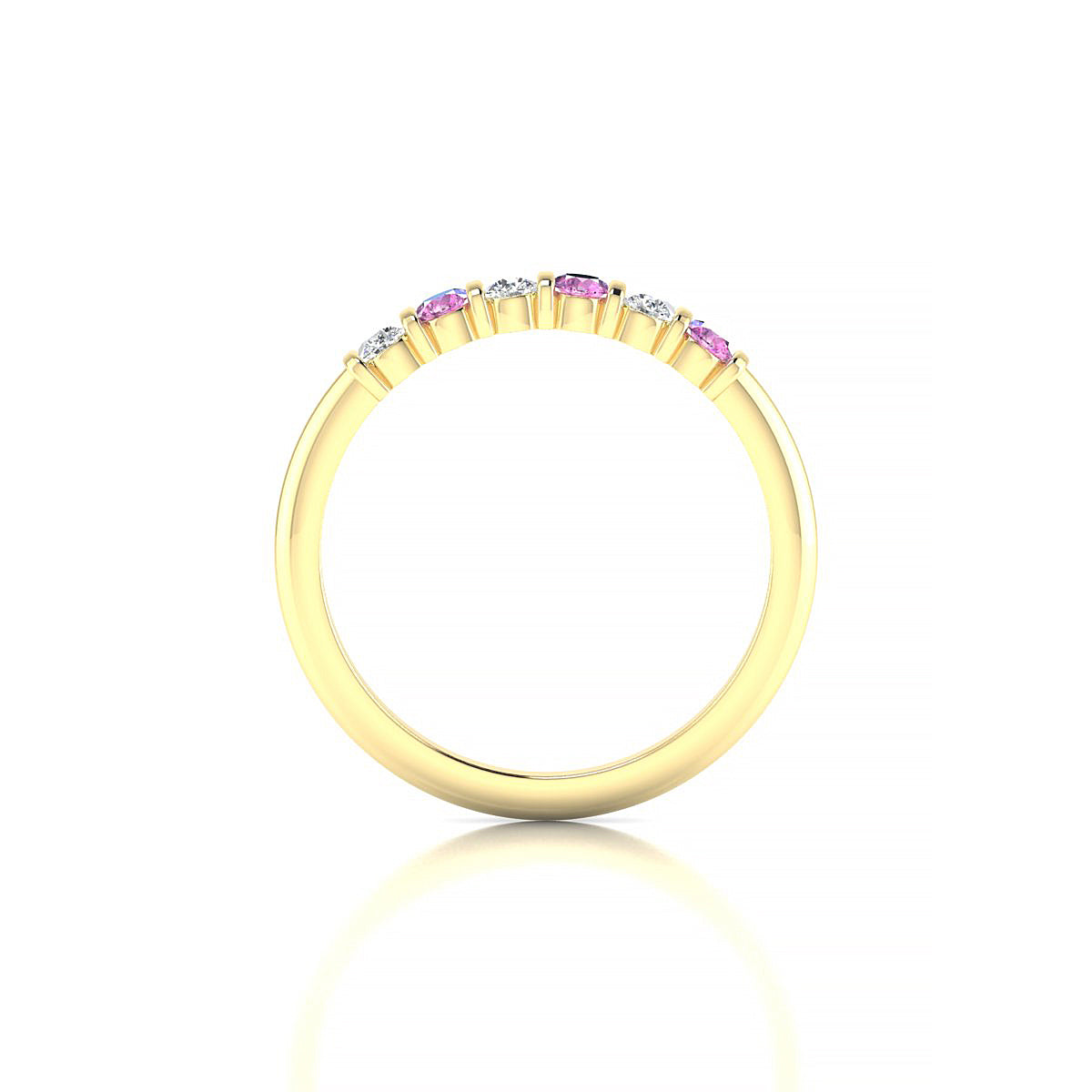 Unique | 18k Yellow Gold 2.5 mm Round Pink Sapphire Ring