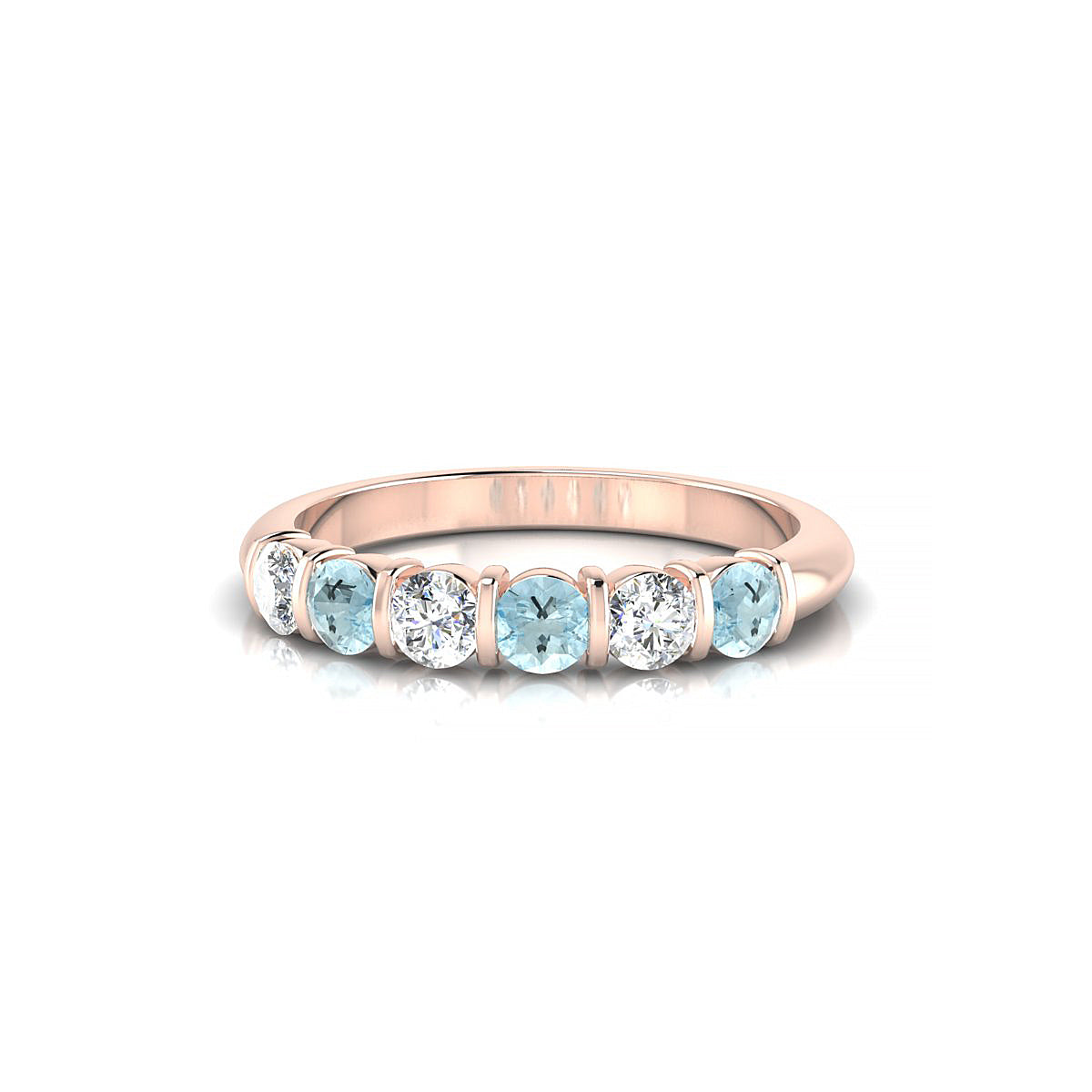 Unique | 18k Rose Gold 3 mm Round Aquamarine Ring