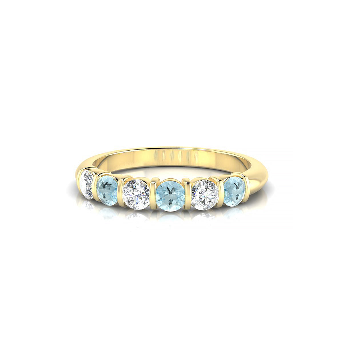 Unique | 18k Yellow Gold 3 mm Round Aquamarine Ring