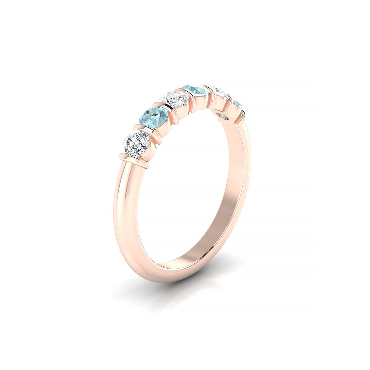 Unique | 18k Rose Gold 3 mm Round Aquamarine Ring