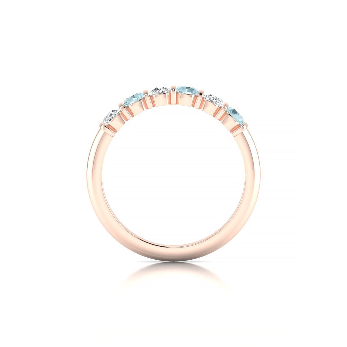 Unique | 18k Rose Gold 3 mm Round Aquamarine Ring