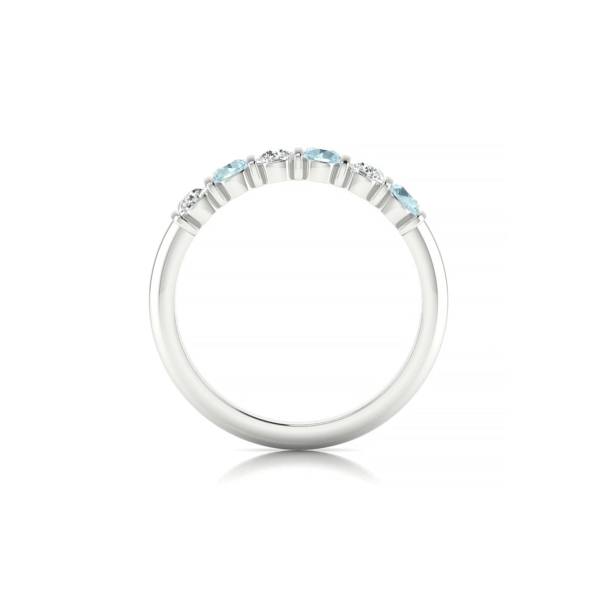 Unique | 18k White Gold 3 mm Round Aquamarine Ring
