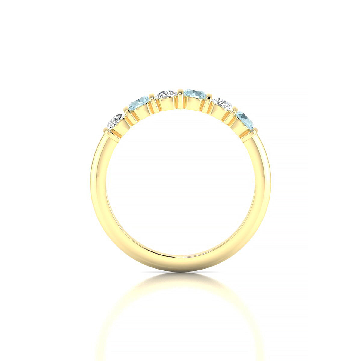 Unique | 18k Yellow Gold 3 mm Round Aquamarine Ring