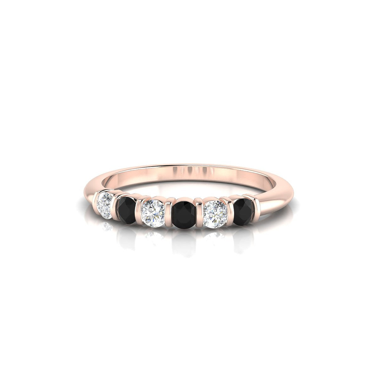 Unique | 18k Rose Gold 2.5 mm Round Black Diamond Ring