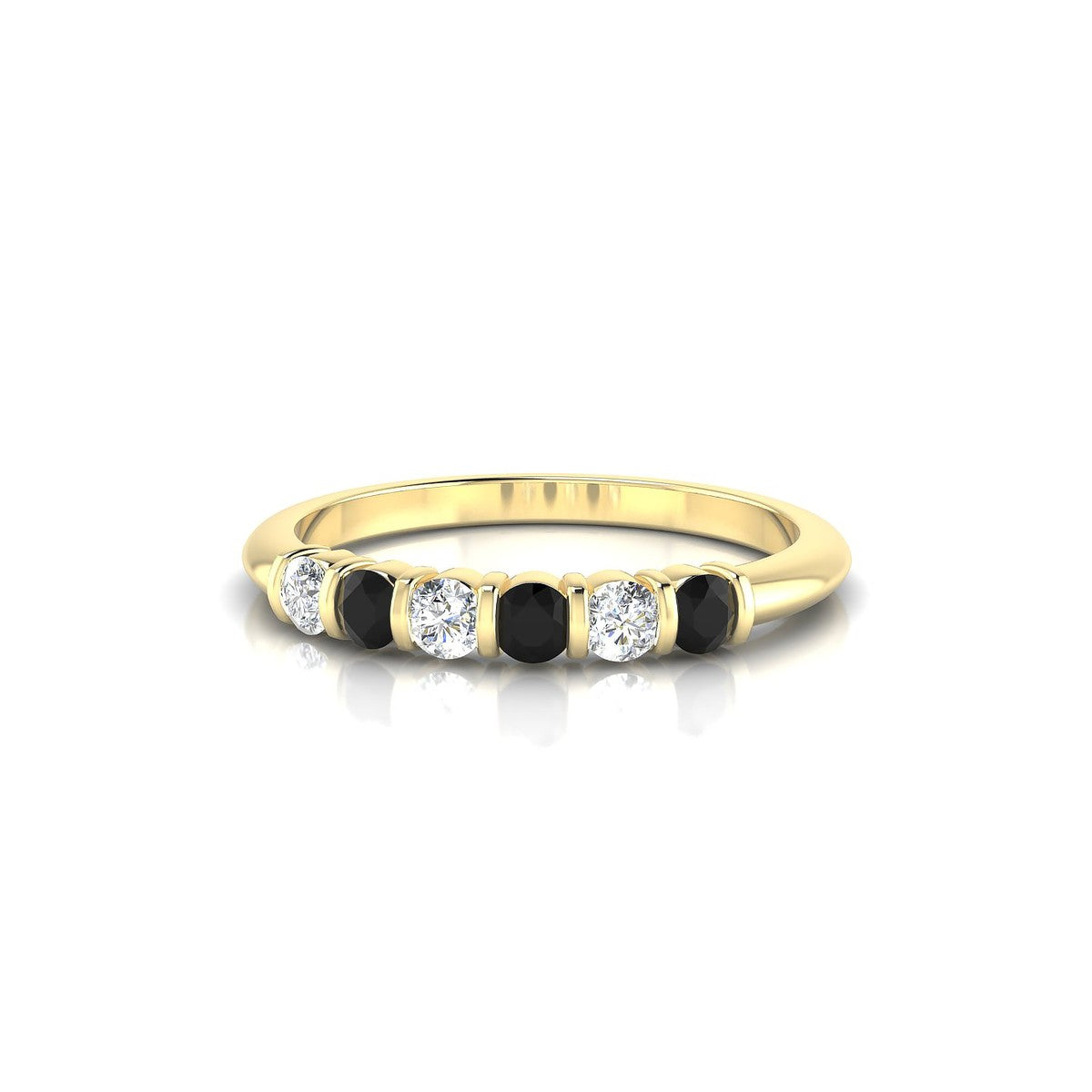 Unique | 18k Yellow Gold 2.5 mm Round Black Diamond Ring