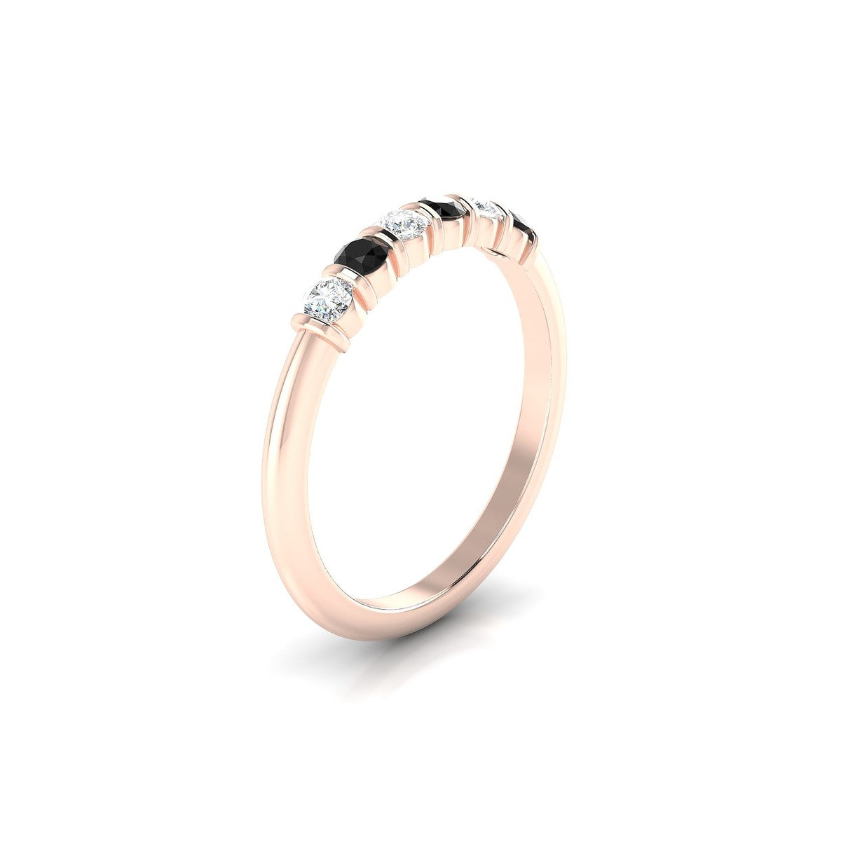 Unique | 18k Rose Gold 2.5 mm Round Black Diamond Ring