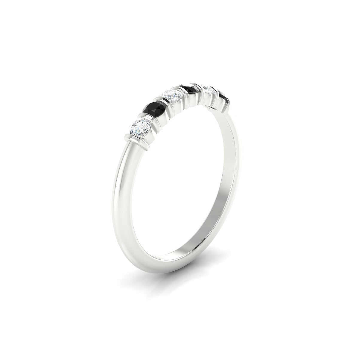 Unique | 18k White Gold 2.5 mm Round Black Diamond Ring