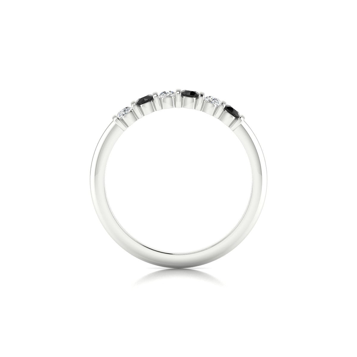 Unique | 18k White Gold 2.5 mm Round Black Diamond Ring