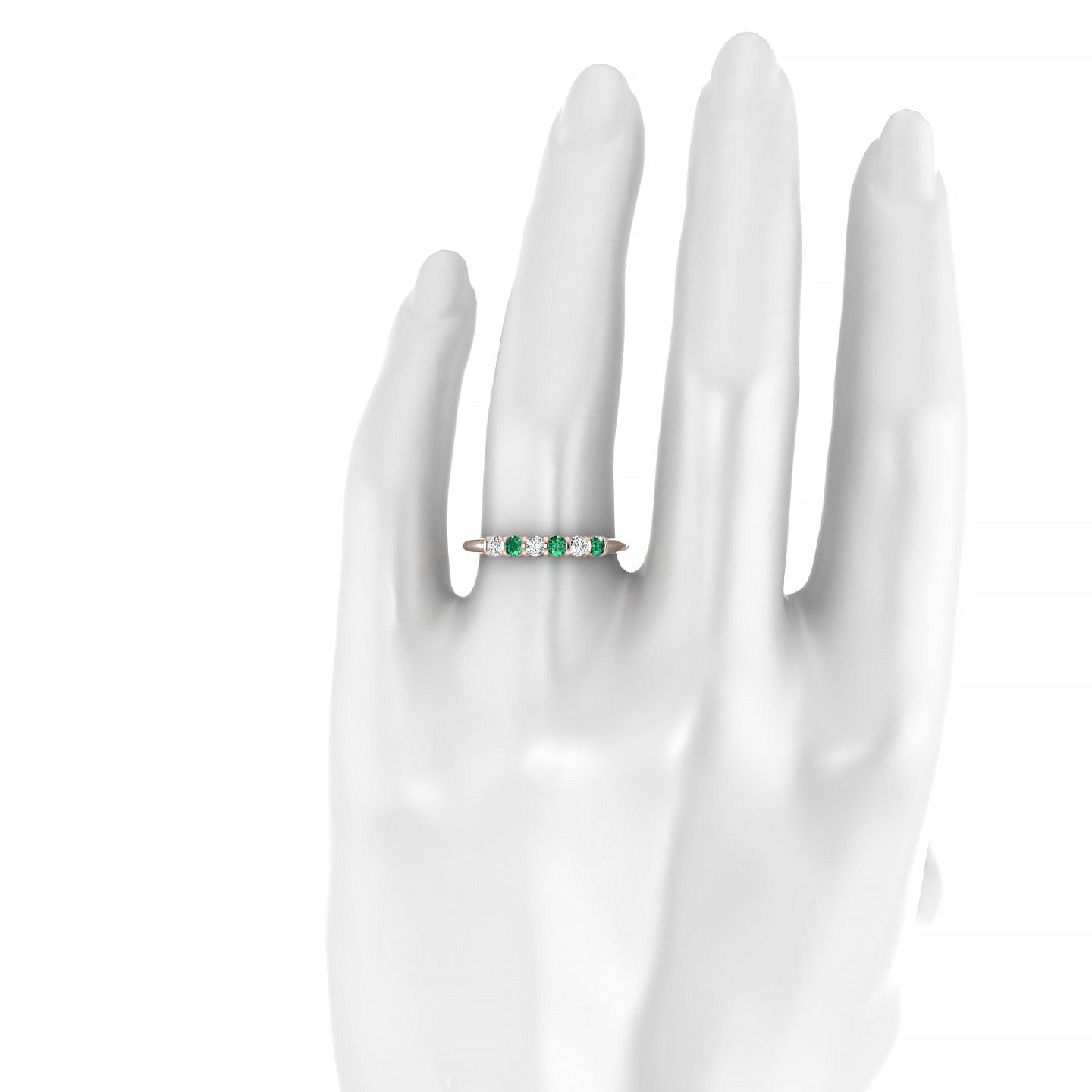 Unique | 18k Rose Gold 2.5 mm Round Emerald Ring