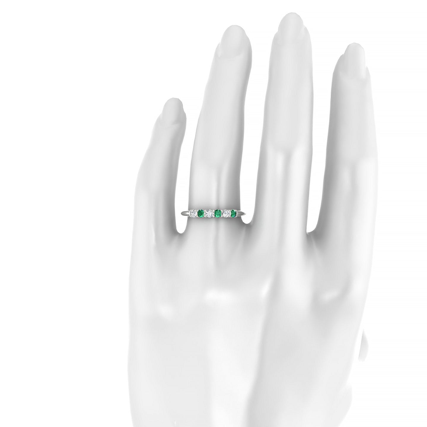 Unique | 18k White Gold 2.5 mm Round Emerald Ring
