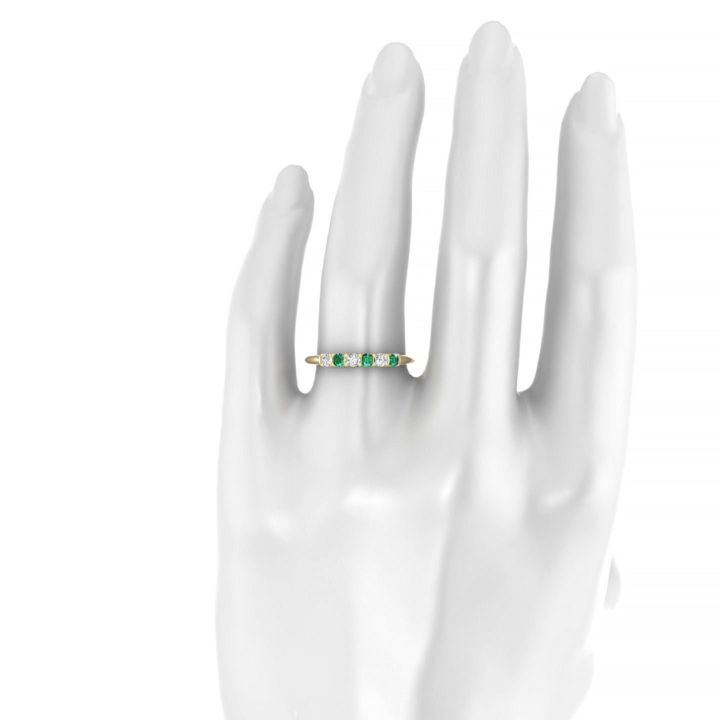 Unique | 18k Yellow Gold 2.5 mm Round Emerald Ring