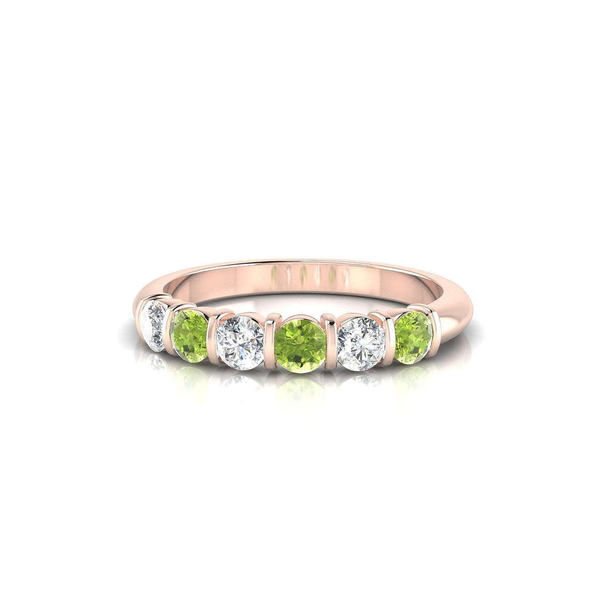 Unique | 18k Rose Gold 3 mm Round Peridot Ring