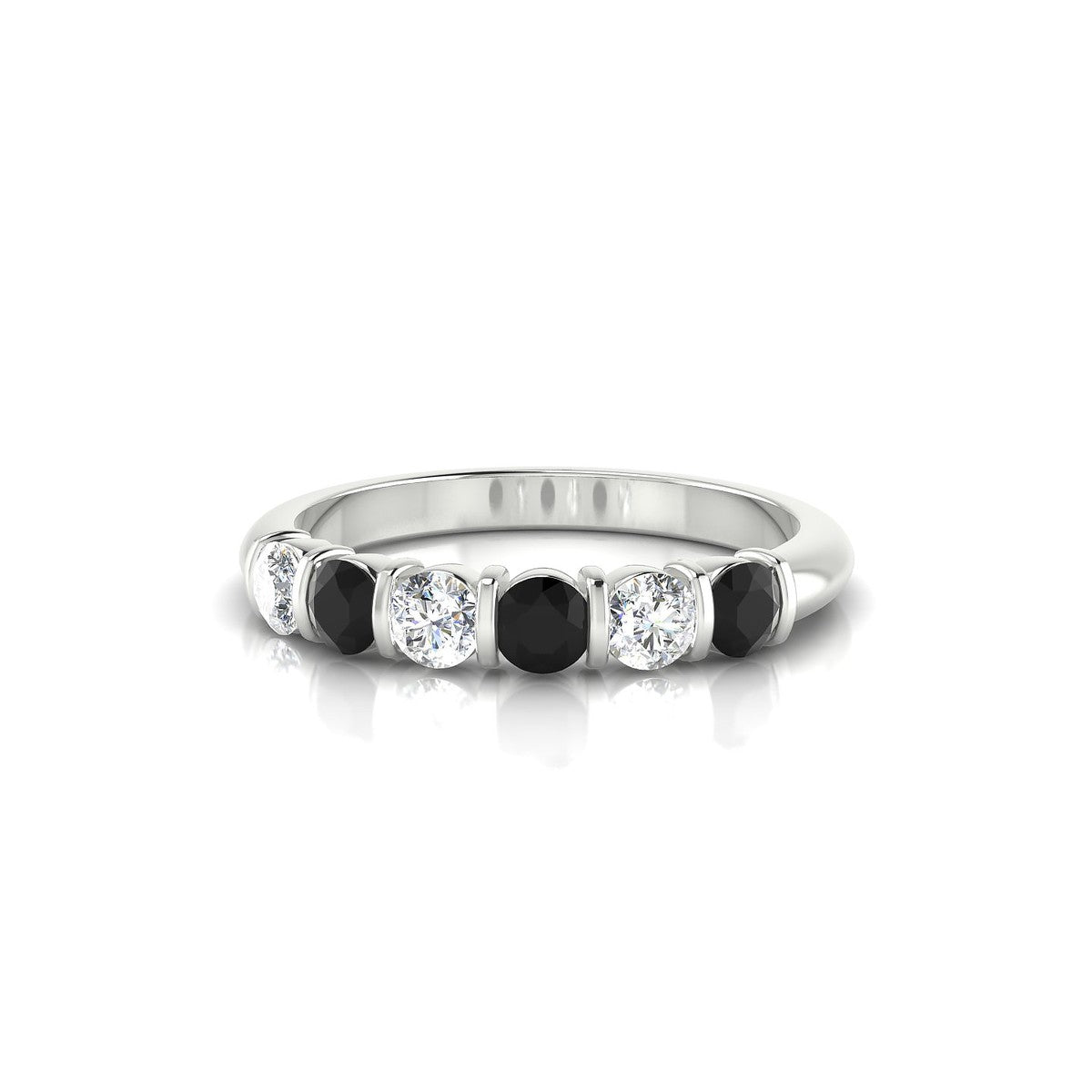 Unique | 18k White Gold 3 mm Round Black Diamond Ring