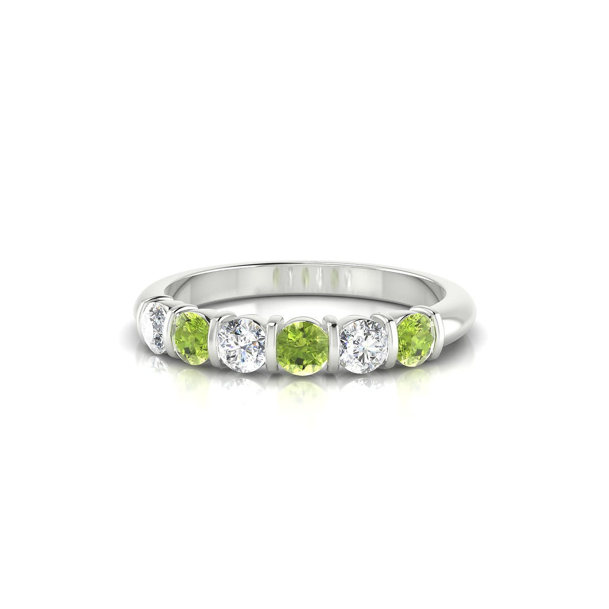 Unique | 18k White Gold 3 mm Round Peridot Ring