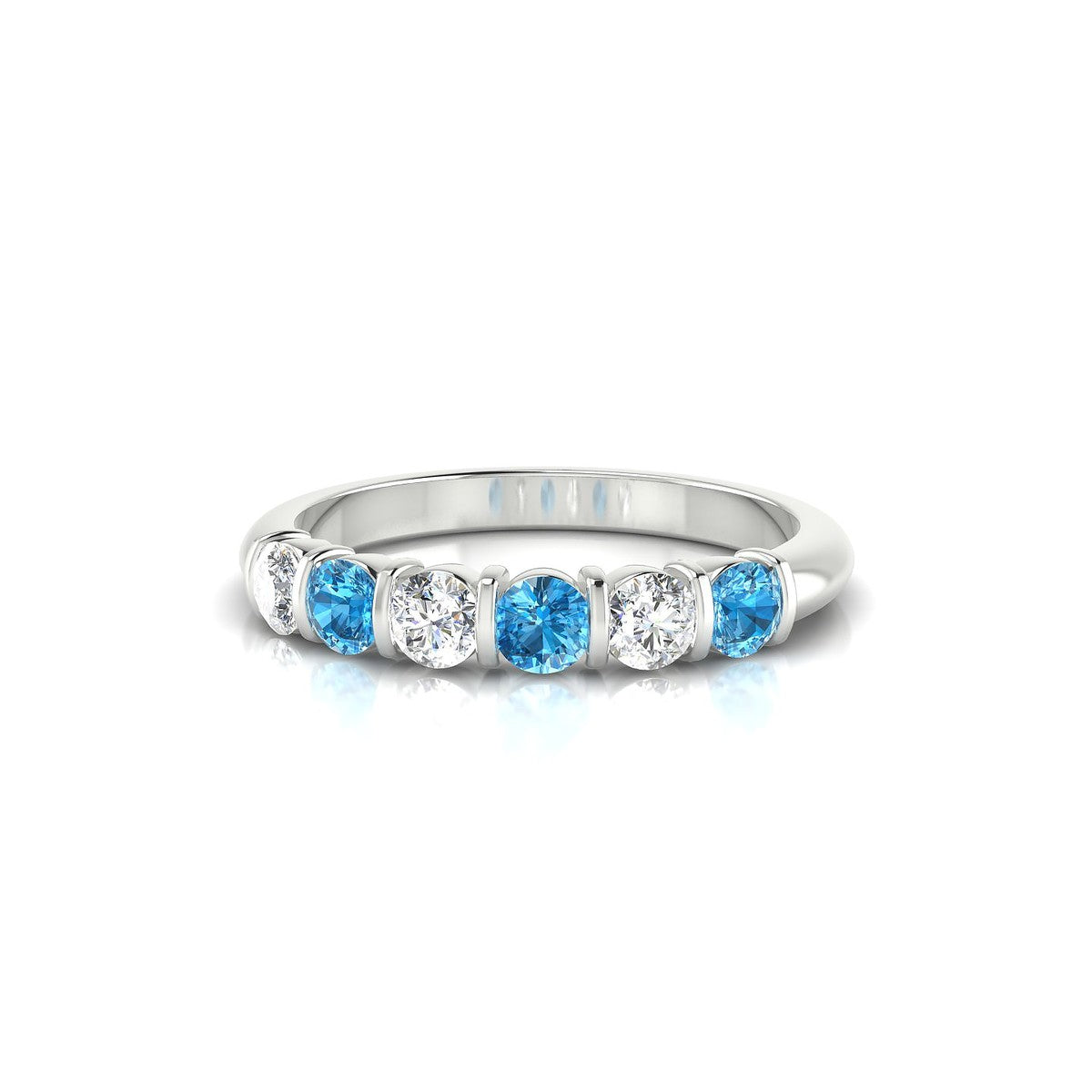 Unique | 18k White Gold 3 mm Round Topaz Ring