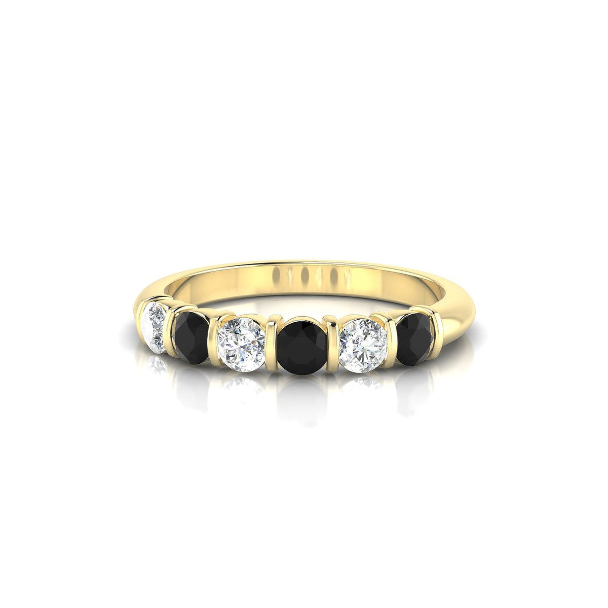 Unique | 18k Yellow Gold 3 mm Round Black Diamond Ring
