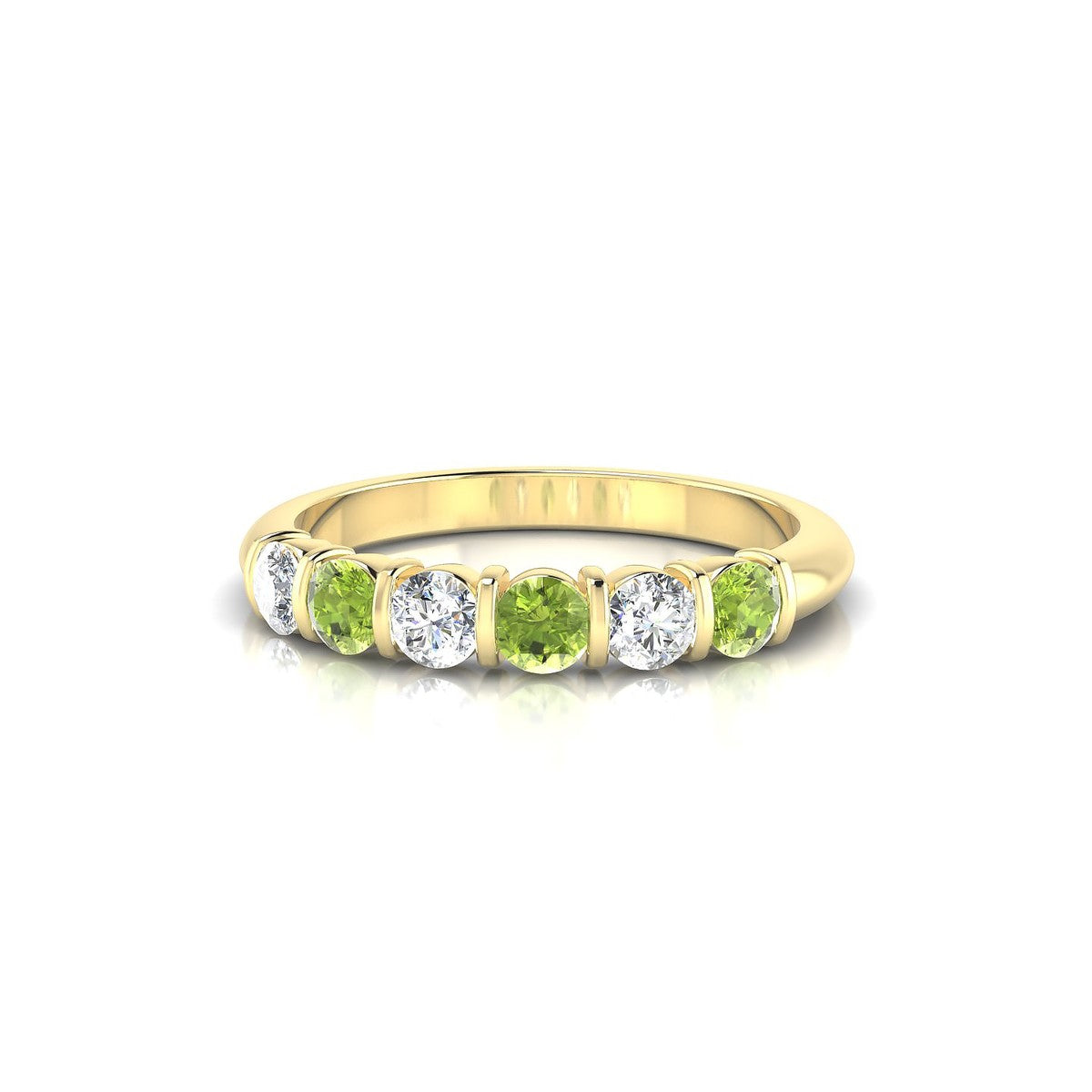 Unique | 18k Yellow Gold 3 mm Round Peridot Ring