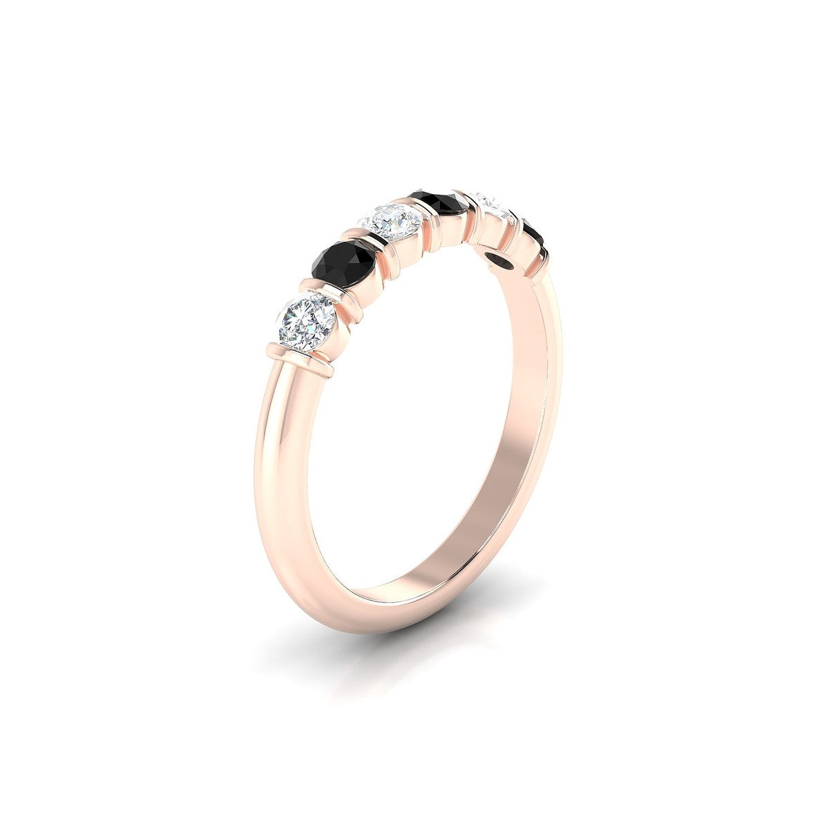 Unique | 18k Rose Gold 3 mm Round Black Diamond Ring
