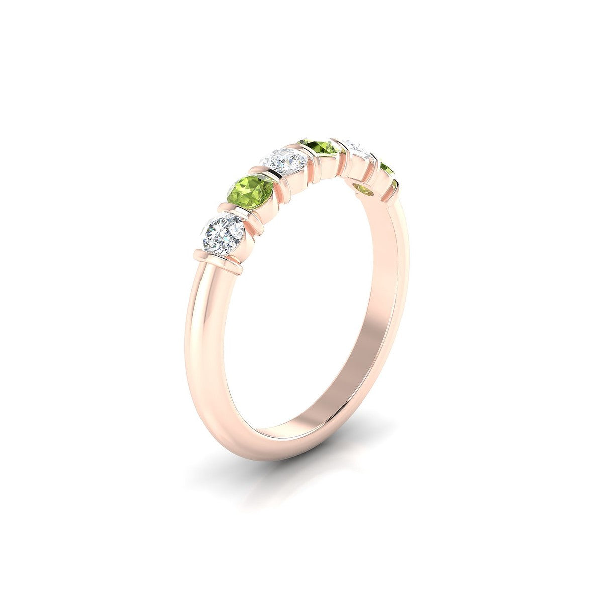 Unique | 18k Rose Gold 3 mm Round Peridot Ring