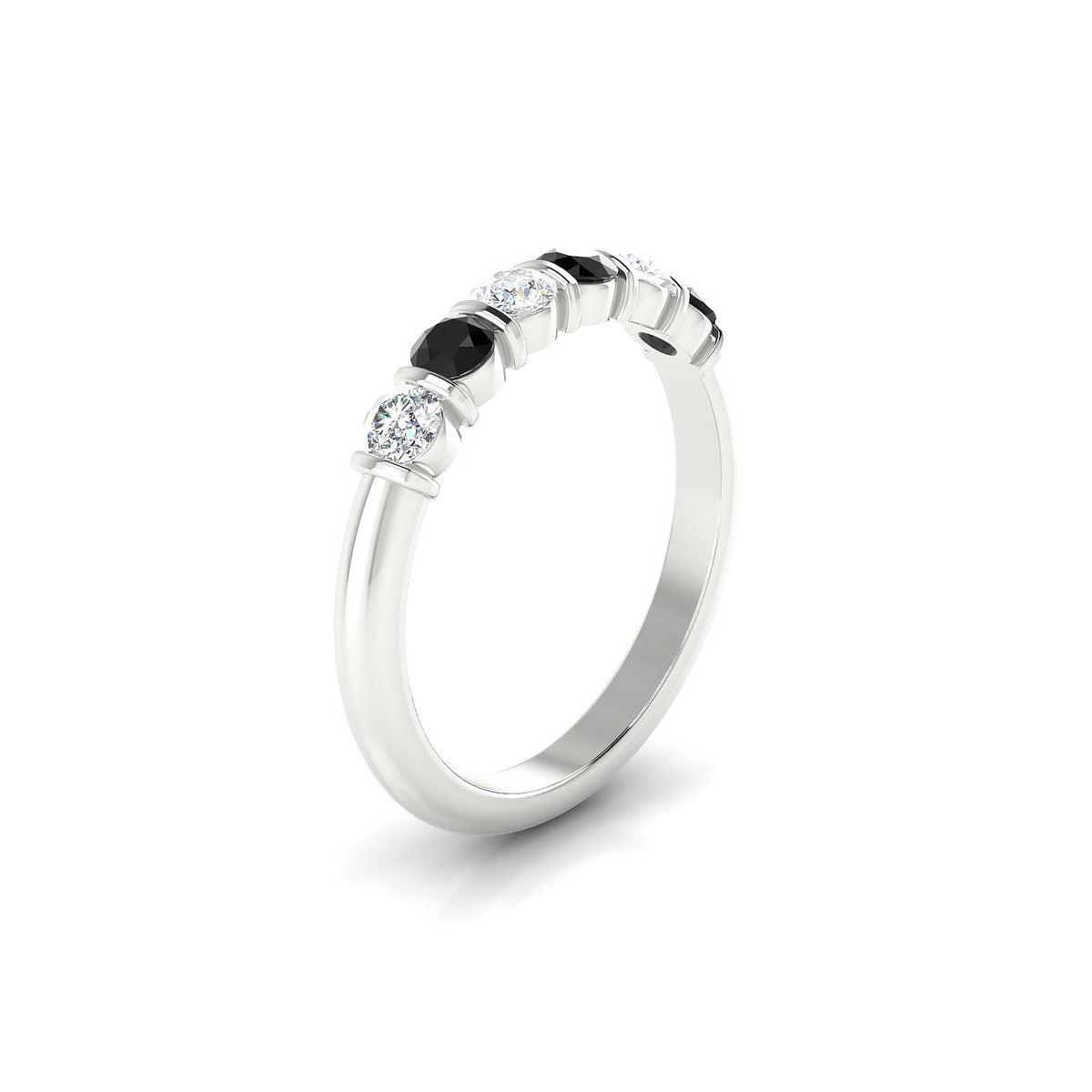 Unique | 18k White Gold 3 mm Round Black Diamond Ring