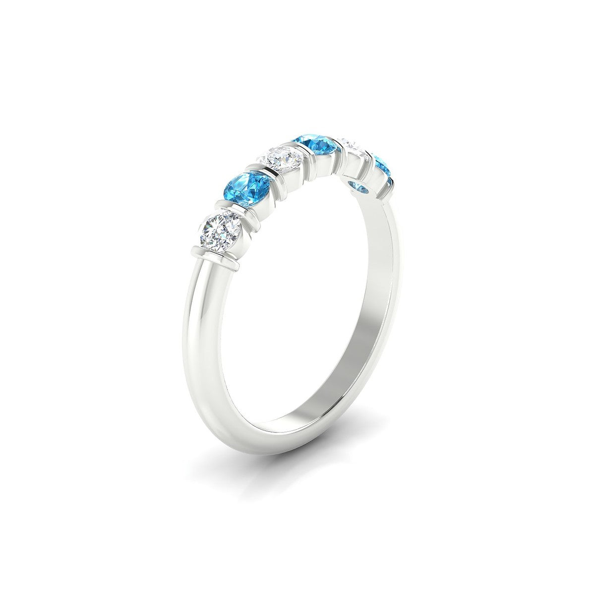 Unique | 18k White Gold 3 mm Round Topaz Ring