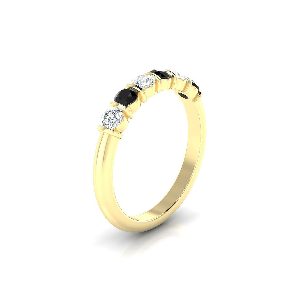 Unique | 18k Yellow Gold 3 mm Round Black Diamond Ring