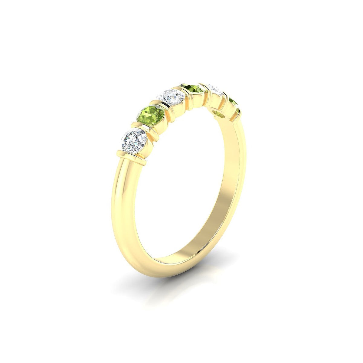 Unique | 18k Yellow Gold 3 mm Round Peridot Ring