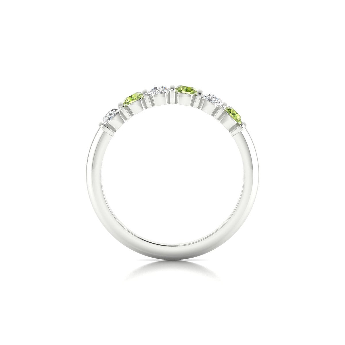 Unique | 18k White Gold 3 mm Round Peridot Ring