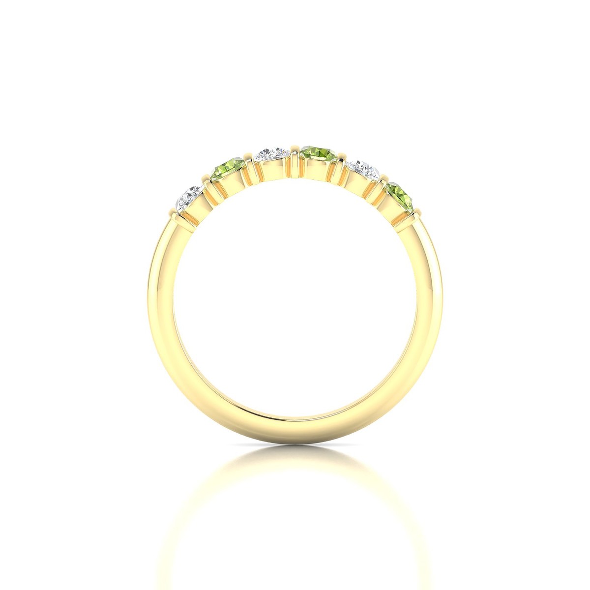 Unique | 18k Yellow Gold 3 mm Round Peridot Ring