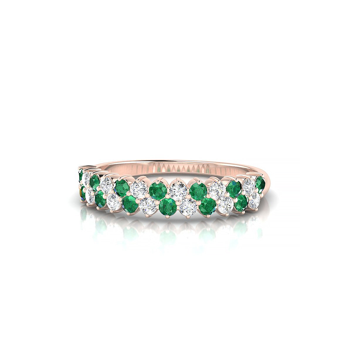 Valentine | 18k Rose Gold 1.7 mm Round Emerald Ring
