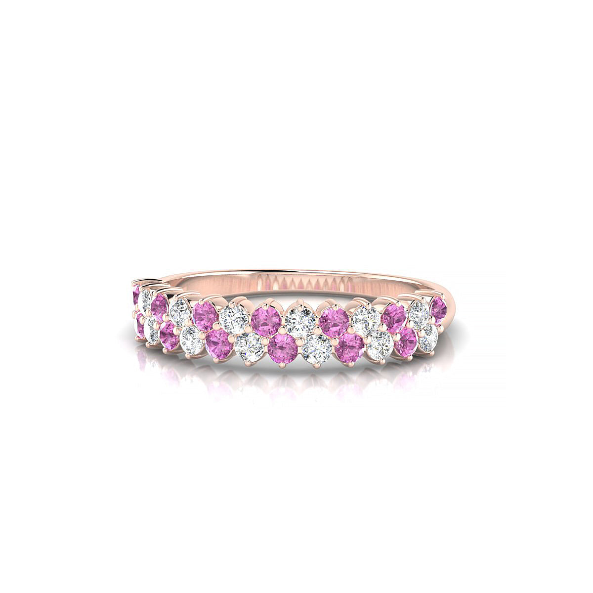 Valentine | 18k Rose Gold 1.7 mm Round Pink Sapphire Ring