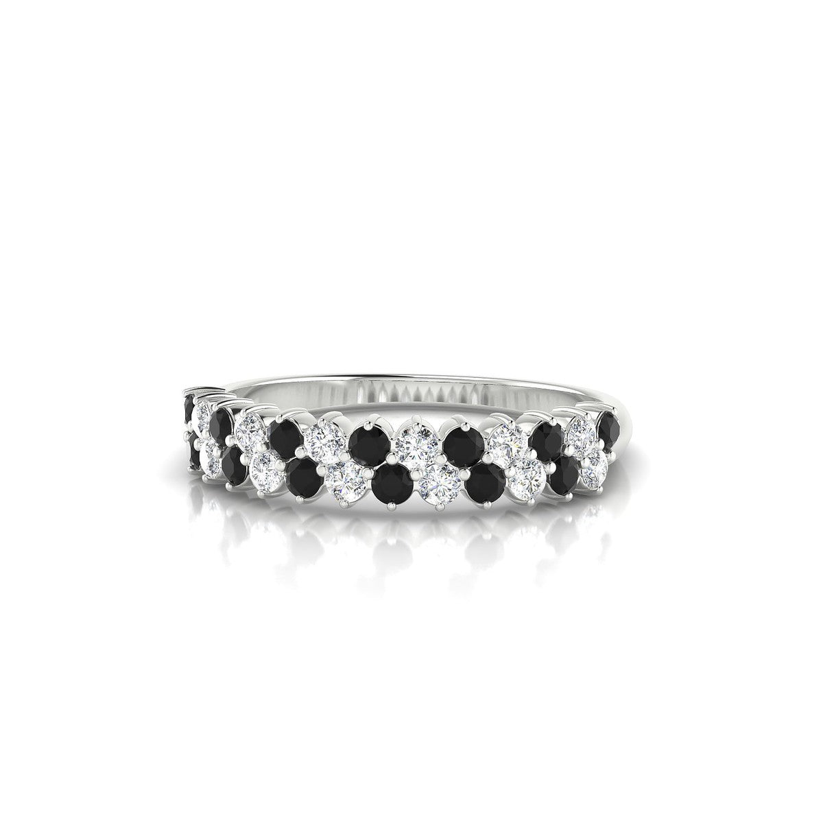Valentine | 18k White Gold 1.7 mm Round Black Diamond Ring