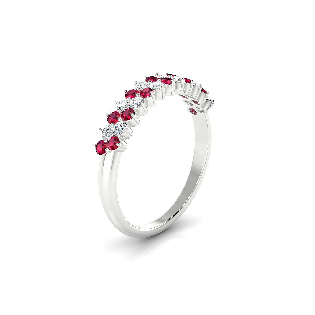 Valentine | 18k White Gold 1.7 mm Round Ruby Ring