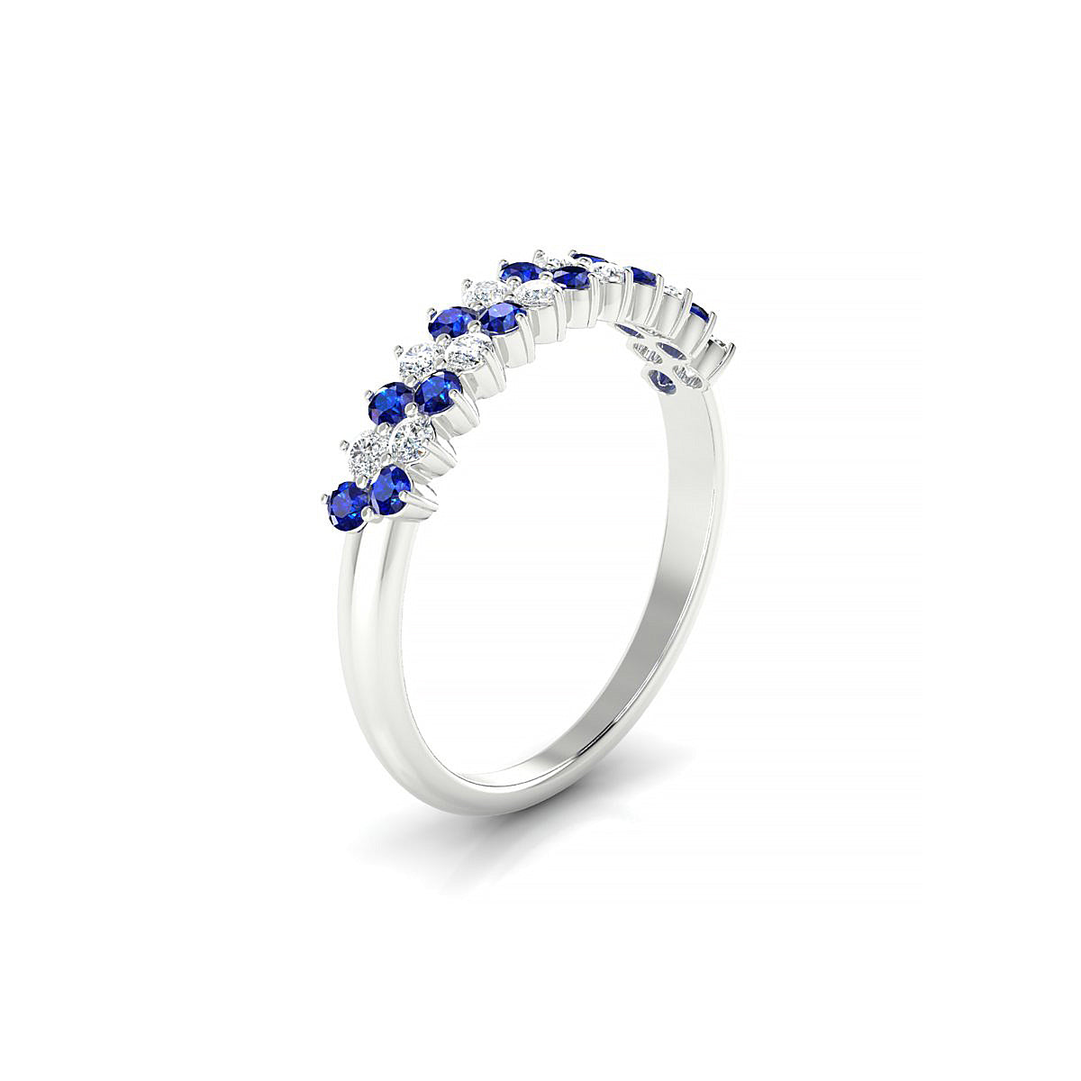 Valentine | 18k White Gold 1.7 mm Round Sapphire Ring