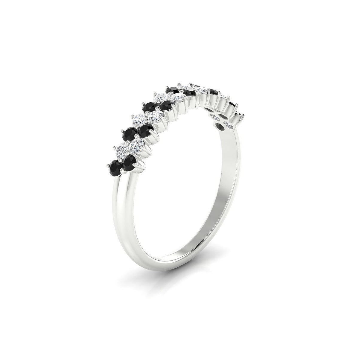Valentine | 18k White Gold 1.7 mm Round Black Diamond Ring